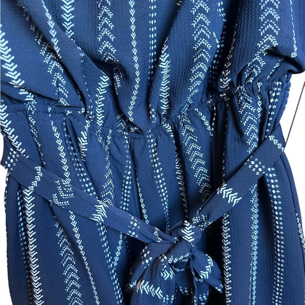 TRAC Blue Striped off the Shoulder Romper - Picture 4 of 6